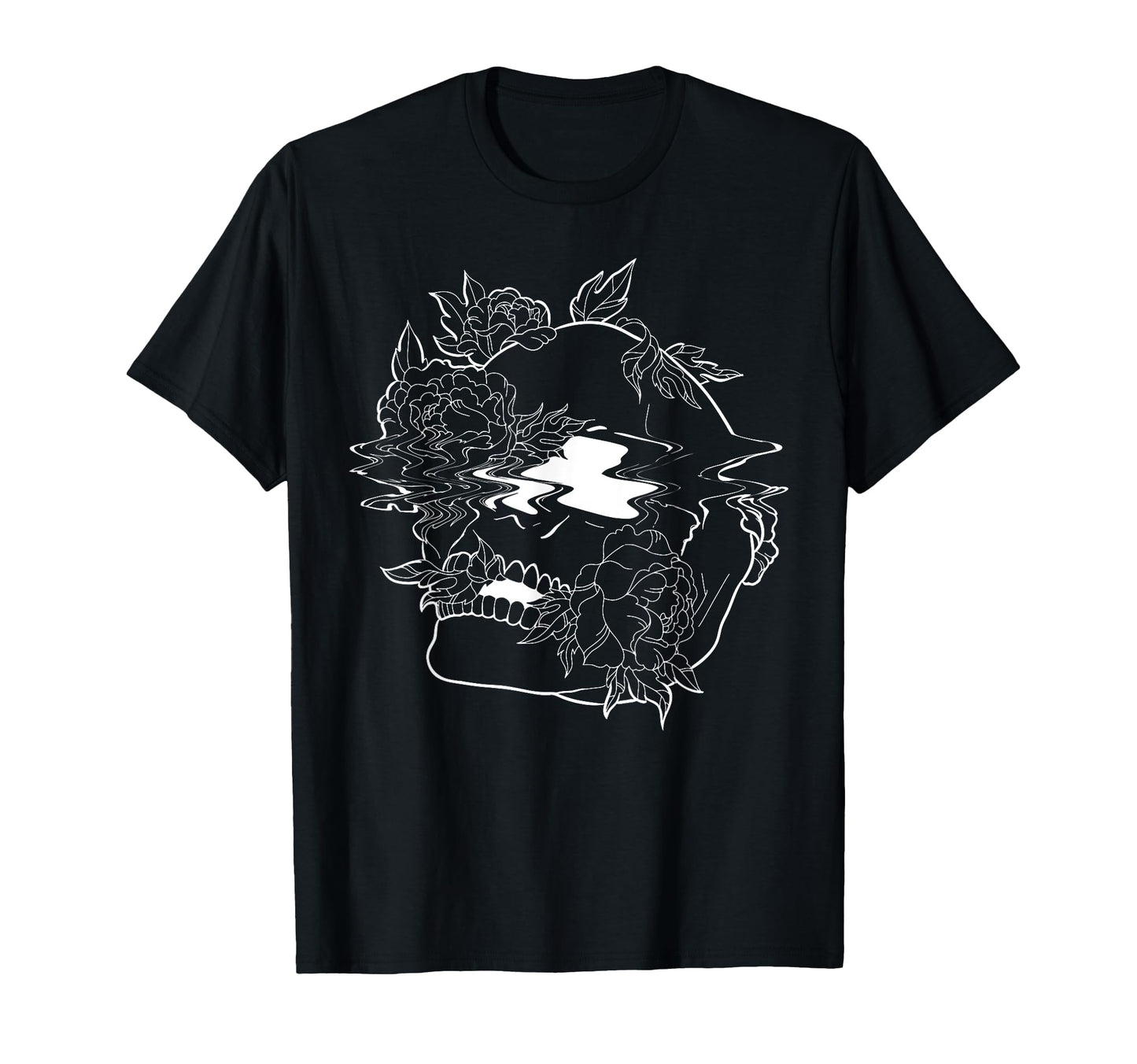 Edgy Skull And Flowers Goth Vaporwave T-Shirt - Trendy Graphic Men Women - T-Shirt, Sweatshirt, Hoodie