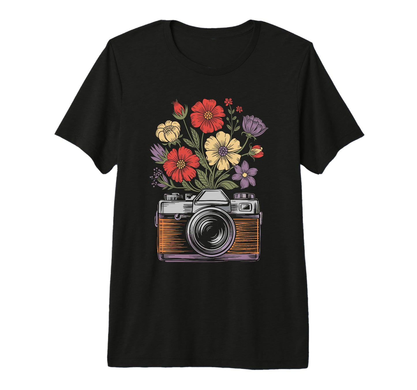 Camera Photography Art Floral T-Shirt - Custom Art Print for Adults - T-Shirt, Sweatshirt, Hoodie