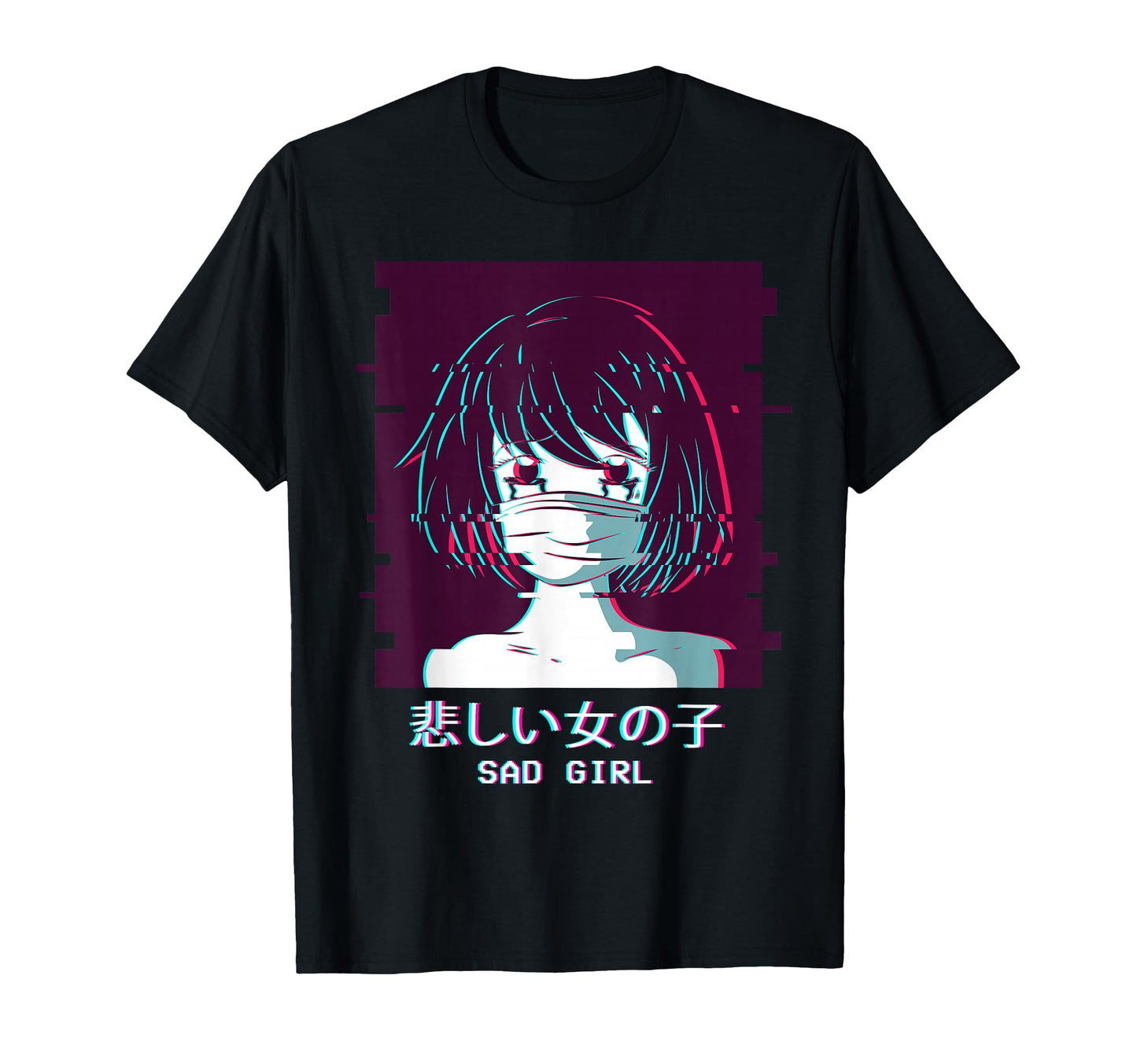 Sad Anime Vaporwave Aesthetic Japanese T-Shirt - Minimalist Print Men Women - T-Shirt, Sweatshirt, Hoodie