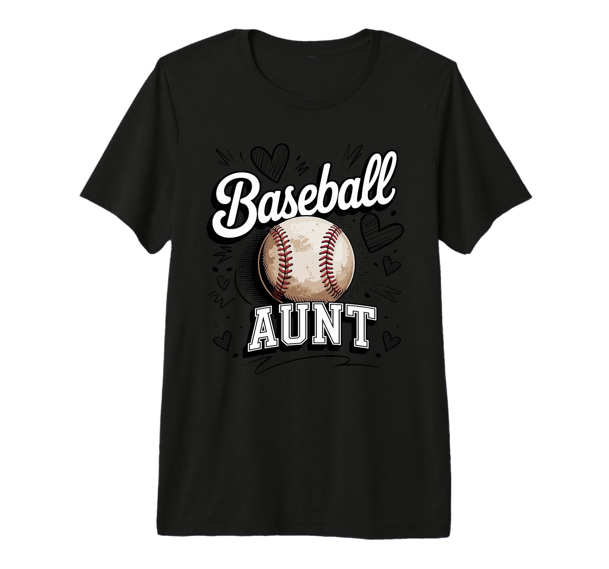 Baseball Aunt Heart Baseball Lover Fan T-Shirt - Novelty Apparel Unisex - T-Shirt, Sweatshirt, Hoodie
