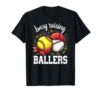 Playful Busy Raising Ballers Sports Mom T-Shirt - Trendy Graphic Men Women - T-Shirt, Sweatshirt, Hoodie