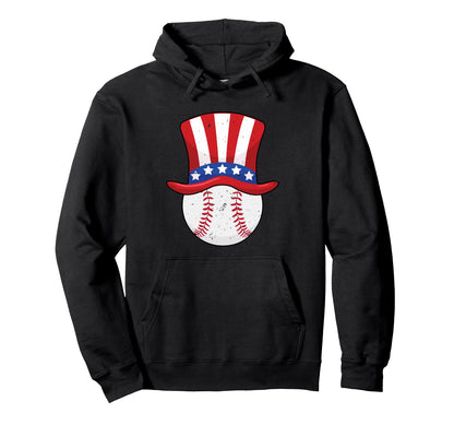 Baseball Uncle Sam 4Th July American Flag Hoodie - Trendy Graphic Unisex - T-Shirt, Sweatshirt, Hoodie
