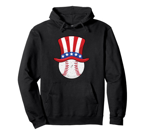 Baseball Uncle Sam 4Th July American Flag Hoodie - Trendy Graphic Unisex - T-Shirt, Sweatshirt, Hoodie