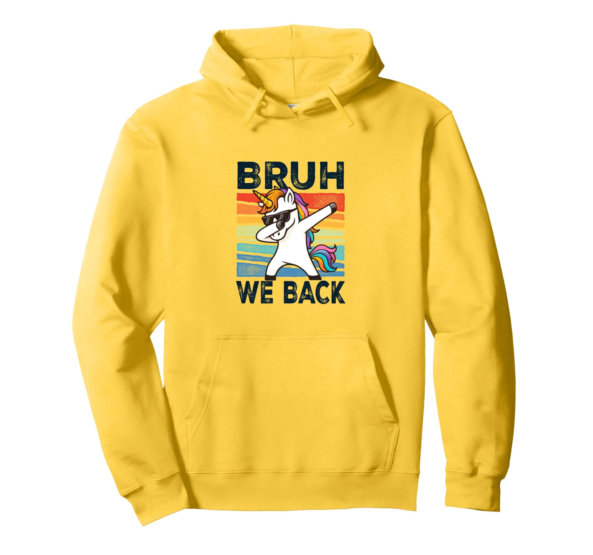 Bruh We Back Dabbing Unicorn Hoodie - Graphic Print for Adults - T-Shirt, Sweatshirt, Hoodie