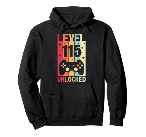 Level 115 Unlocked Gamer Funny 115 Hoodie - Minimalist Print Men Women - T-Shirt, Sweatshirt, Hoodie