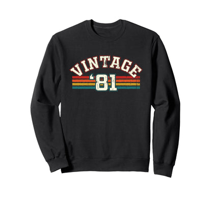 1981 Birth Year Birthday Rainbow Sweatshirt - Aesthetic Graphic Unisex - T-Shirt, Sweatshirt, Hoodie