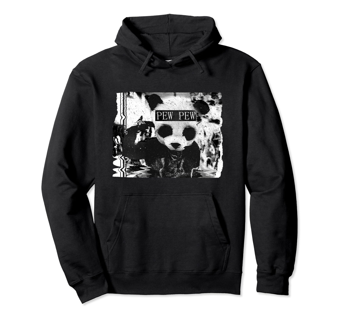 Pew Pew Panda Bear Glitchcore Hoodie - Aesthetic Graphic Men Women - T-Shirt, Sweatshirt, Hoodie