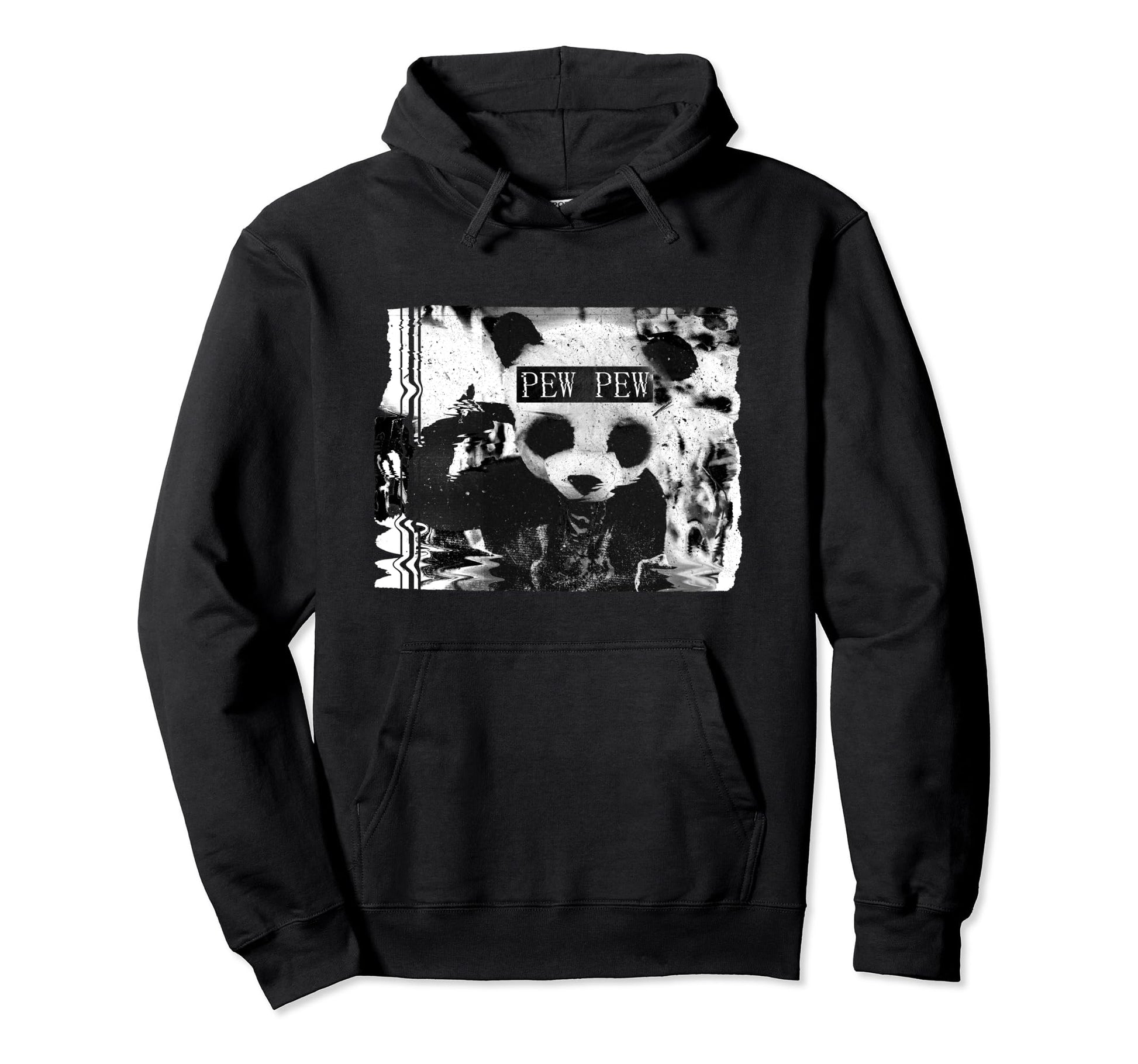 Pew Pew Panda Bear Glitchcore Hoodie - Aesthetic Graphic Men Women - T-Shirt, Sweatshirt, Hoodie