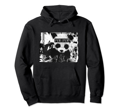 Pew Pew Panda Bear Glitchcore Hoodie - Aesthetic Graphic Men Women - T-Shirt, Sweatshirt, Hoodie
