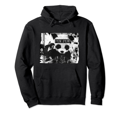 Pew Pew Panda Bear Glitchcore Hoodie - Aesthetic Graphic Men Women - T-Shirt, Sweatshirt, Hoodie