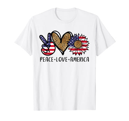 Peace Love America American Flag T-Shirt - Aesthetic Graphic for Adults - T-Shirt, Sweatshirt, Hoodie