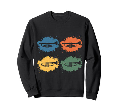 Rainbow Trumpet Player Jazz Sweatshirt - Fun Novelty Design for Adults - T-Shirt, Sweatshirt, Hoodie