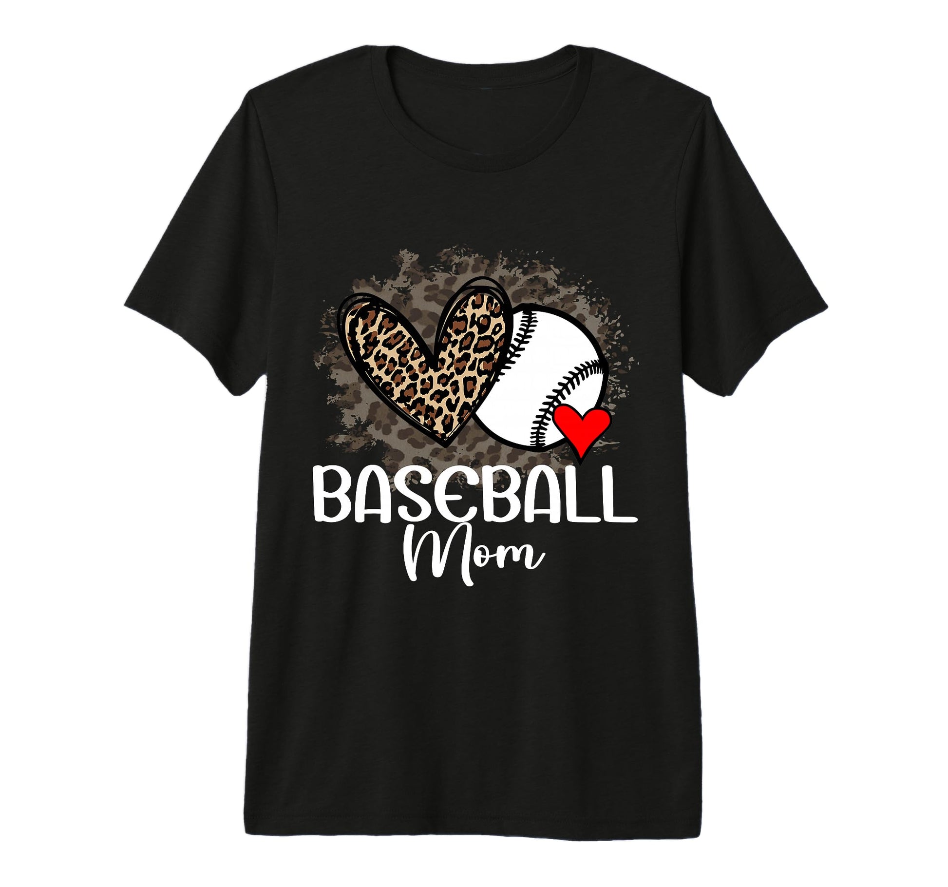 Baseball Mom Funny Leopard Heart Proud T-Shirt - Novelty Apparel Unisex - T-Shirt, Sweatshirt, Hoodie