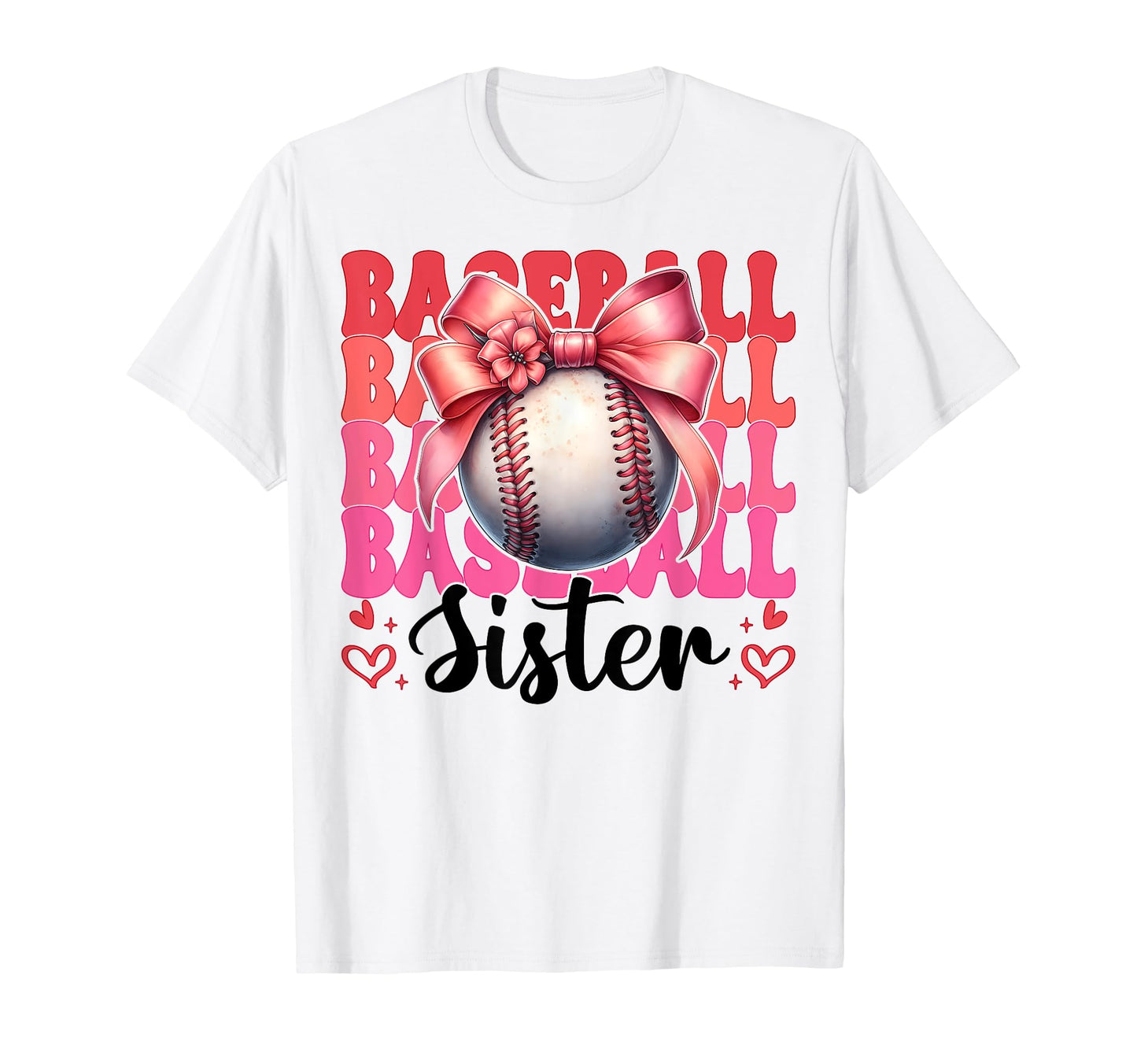 Baseball Sister Baseball Coquette Bow T-Shirt - Trendy Graphic Men Women - T-Shirt, Sweatshirt, Hoodie
