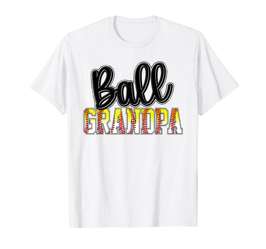 Ball Grandpa Groovy Softball Baseball T-Shirt - Minimalist Print Men Women - T-Shirt, Sweatshirt, Hoodie
