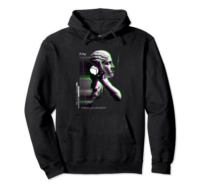 Glitch Statue Greek Sculpture Retrowave Hoodie - Unique Graphic Men Women - T-Shirt, Sweatshirt, Hoodie