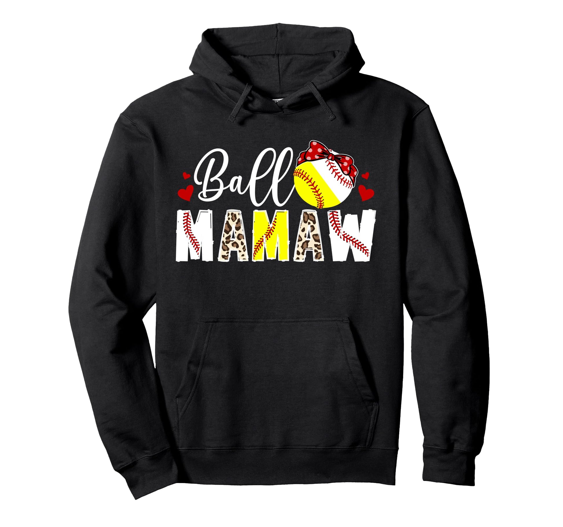 Ball Mamaw Leopard Softball Baseball Mamaw Hoodie - Unique Graphic Unisex - T-Shirt, Sweatshirt, Hoodie