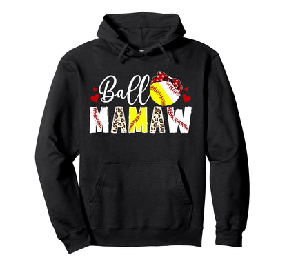 Ball Mamaw Leopard Softball Baseball Mamaw Hoodie - Unique Graphic Unisex - T-Shirt, Sweatshirt, Hoodie