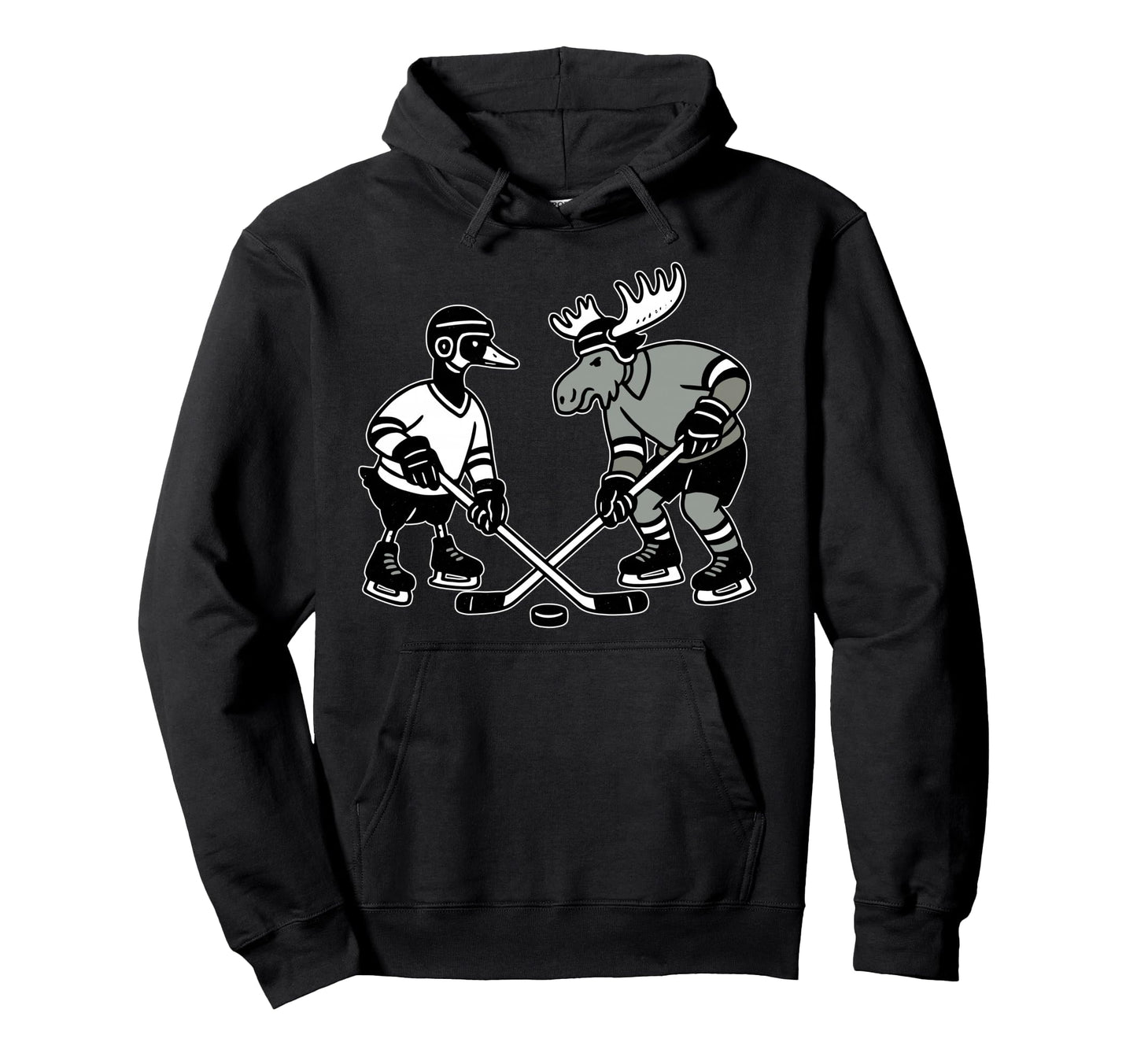 Goose Moose Playing Hockey Goalie Mom Dad Hoodie - Custom Art Print Unisex - T-Shirt, Sweatshirt, Hoodie