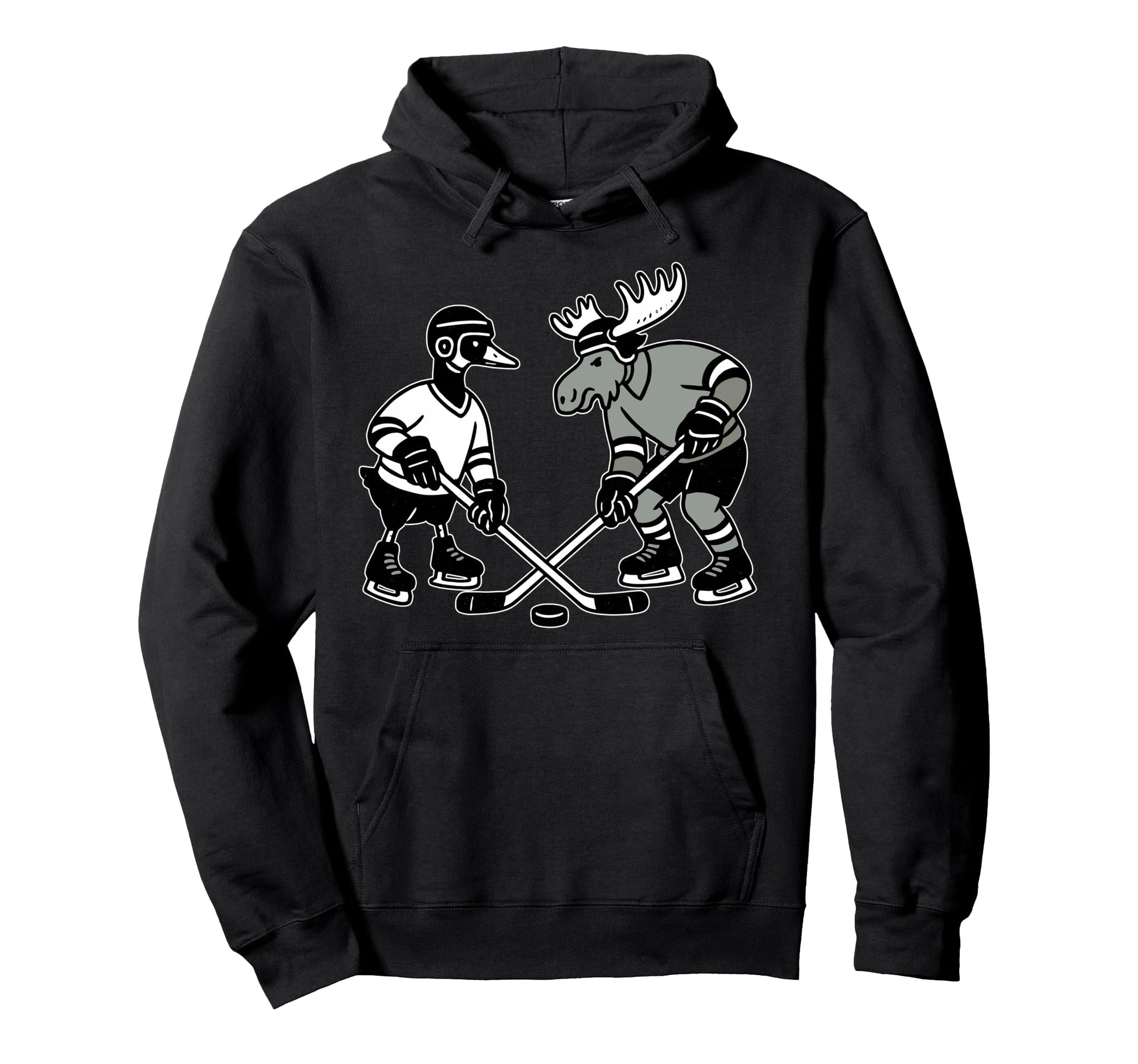 Goose Moose Playing Hockey Goalie Mom Dad Hoodie - Custom Art Print Unisex - T-Shirt, Sweatshirt, Hoodie