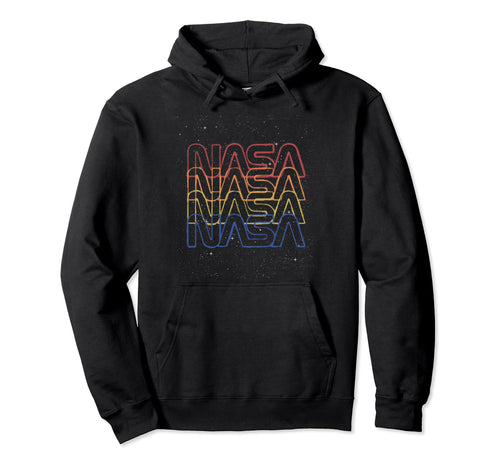 Nasa Repeating Rainbow Logo Stars Hoodie - Novelty Apparel for Adults - T-Shirt, Sweatshirt, Hoodie
