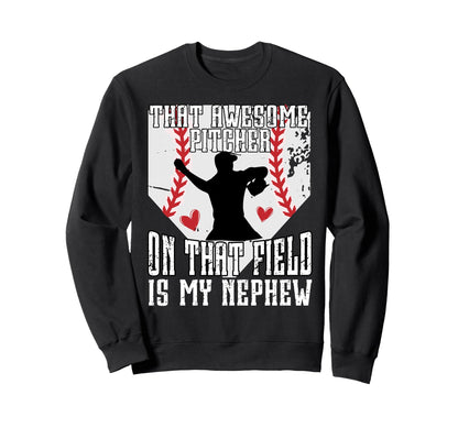 Baseball Pitcher Aunt Proud Sweatshirt - Casual Everyday Wear Men Women - T-Shirt, Sweatshirt, Hoodie