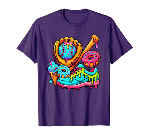 Baseball Ice Cream Drip And Donuts T-Shirt - Custom Art Print Men Women - T-Shirt, Sweatshirt, Hoodie