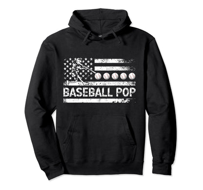 Baseball Pop Grandpa Us Flag Pop Hoodie - Novelty Apparel Men Women - T-Shirt, Sweatshirt, Hoodie