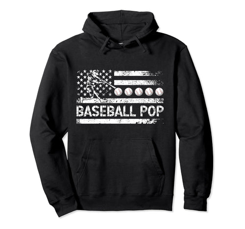 Baseball Pop Grandpa Us Flag Pop Hoodie - Novelty Apparel Men Women - T-Shirt, Sweatshirt, Hoodie