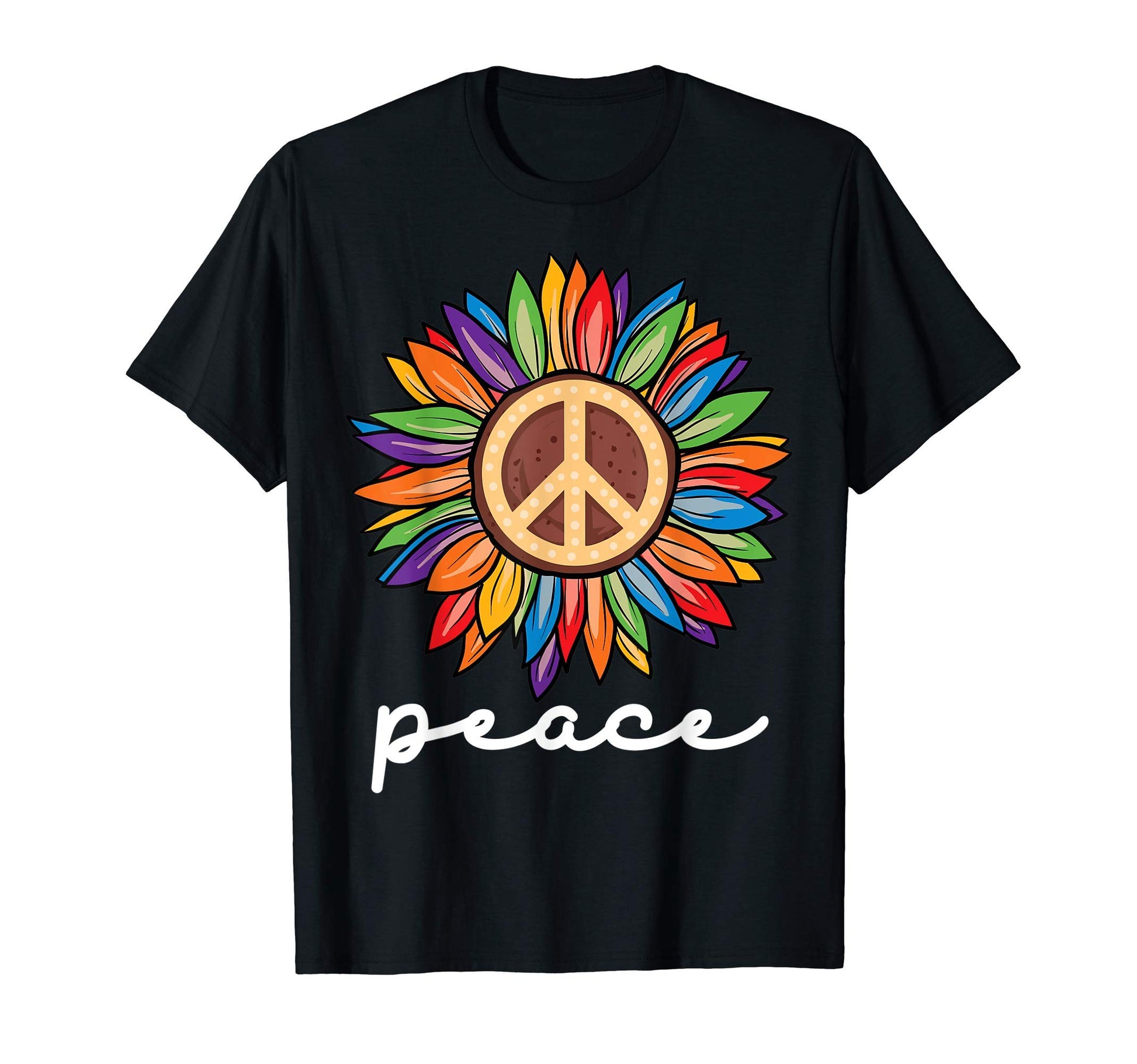 Sunflower Flower Peace Sign World T-Shirt - Novelty Apparel Men Women - T-Shirt, Sweatshirt, Hoodie