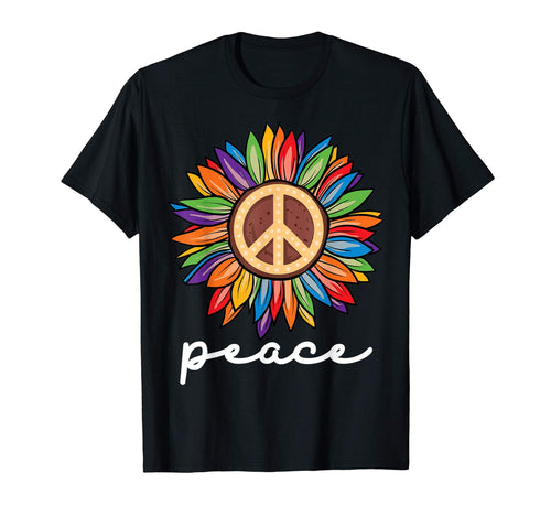 Sunflower Flower Peace Sign World T-Shirt - Novelty Apparel Men Women - T-Shirt, Sweatshirt, Hoodie
