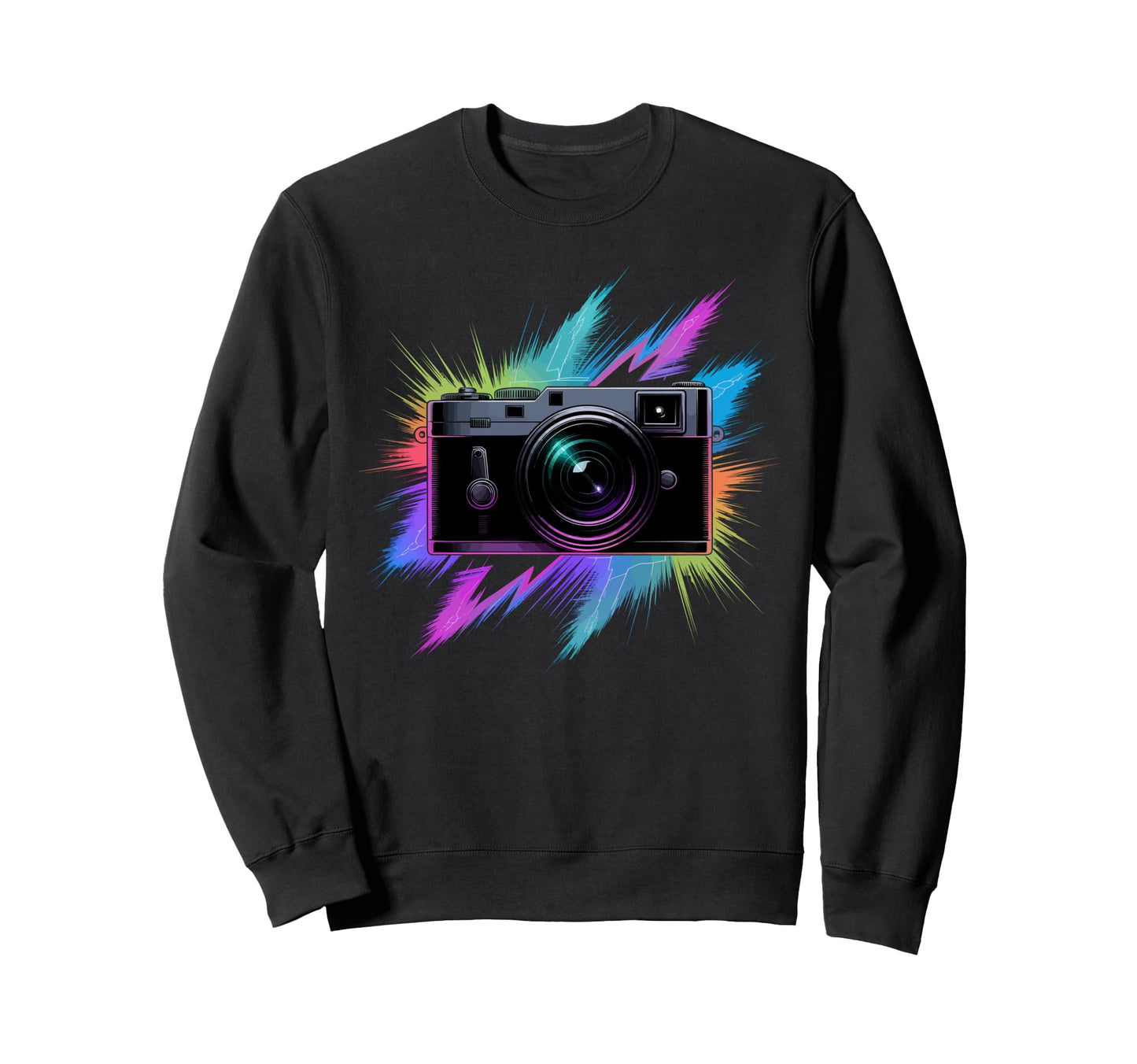 Colorful Camera Electric Photography Sweatshirt - Trendy Graphic Men Women - T-Shirt, Sweatshirt, Hoodie