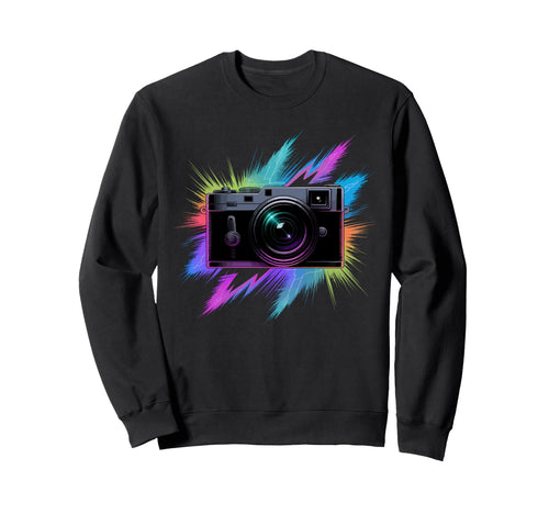 Colorful Camera Electric Photography Sweatshirt - Trendy Graphic Men Women - T-Shirt, Sweatshirt, Hoodie
