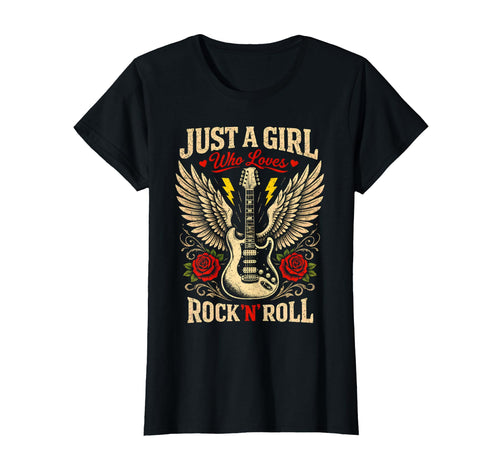 Just Who Loves Rock N Roll Guitar Rock T-Shirt - Trendy Graphic Unisex - T-Shirt, Sweatshirt, Hoodie