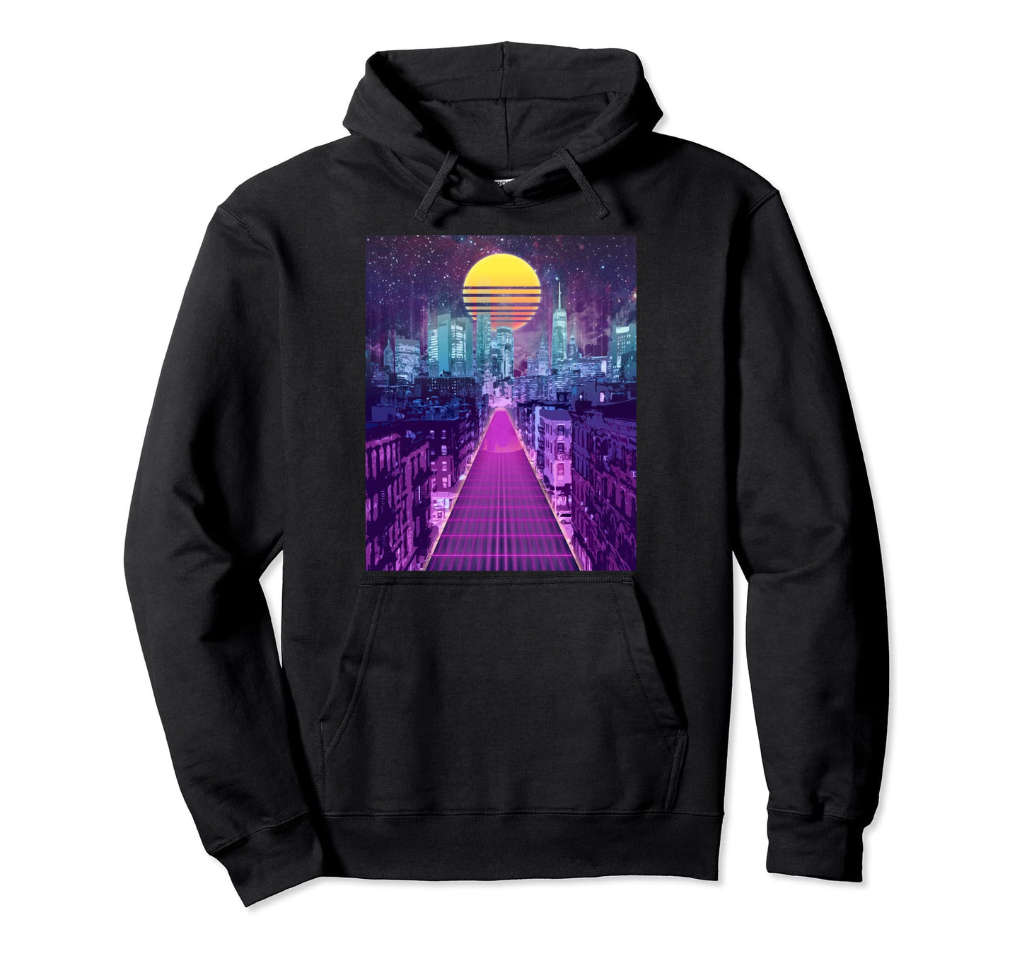 Digital Cityscape Vaporwave Aesthetic Hoodie - Casual Everyday Wear Unisex - T-Shirt, Sweatshirt, Hoodie