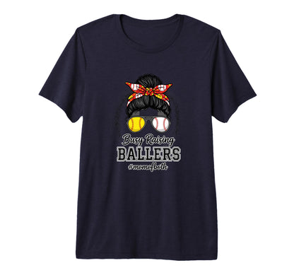 Mom Busy Raising Ballers Mom Both T-Shirt - Custom Art Print Men Women - T-Shirt, Sweatshirt, Hoodie