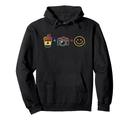Photographer Funny Coffee N Camera Happy Hoodie - Streetwear Style Unisex - T-Shirt, Sweatshirt, Hoodie