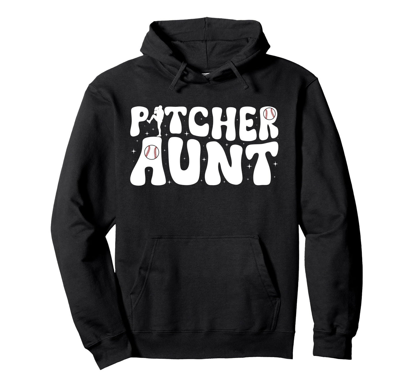 Baseball Pitcher Aunt Groovy Baseball Hoodie - Unique Graphic Men Women - T-Shirt, Sweatshirt, Hoodie