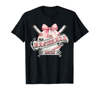 Baseball Mom Coquette Bow Sport Season T-Shirt - Novelty Apparel Unisex - T-Shirt, Sweatshirt, Hoodie
