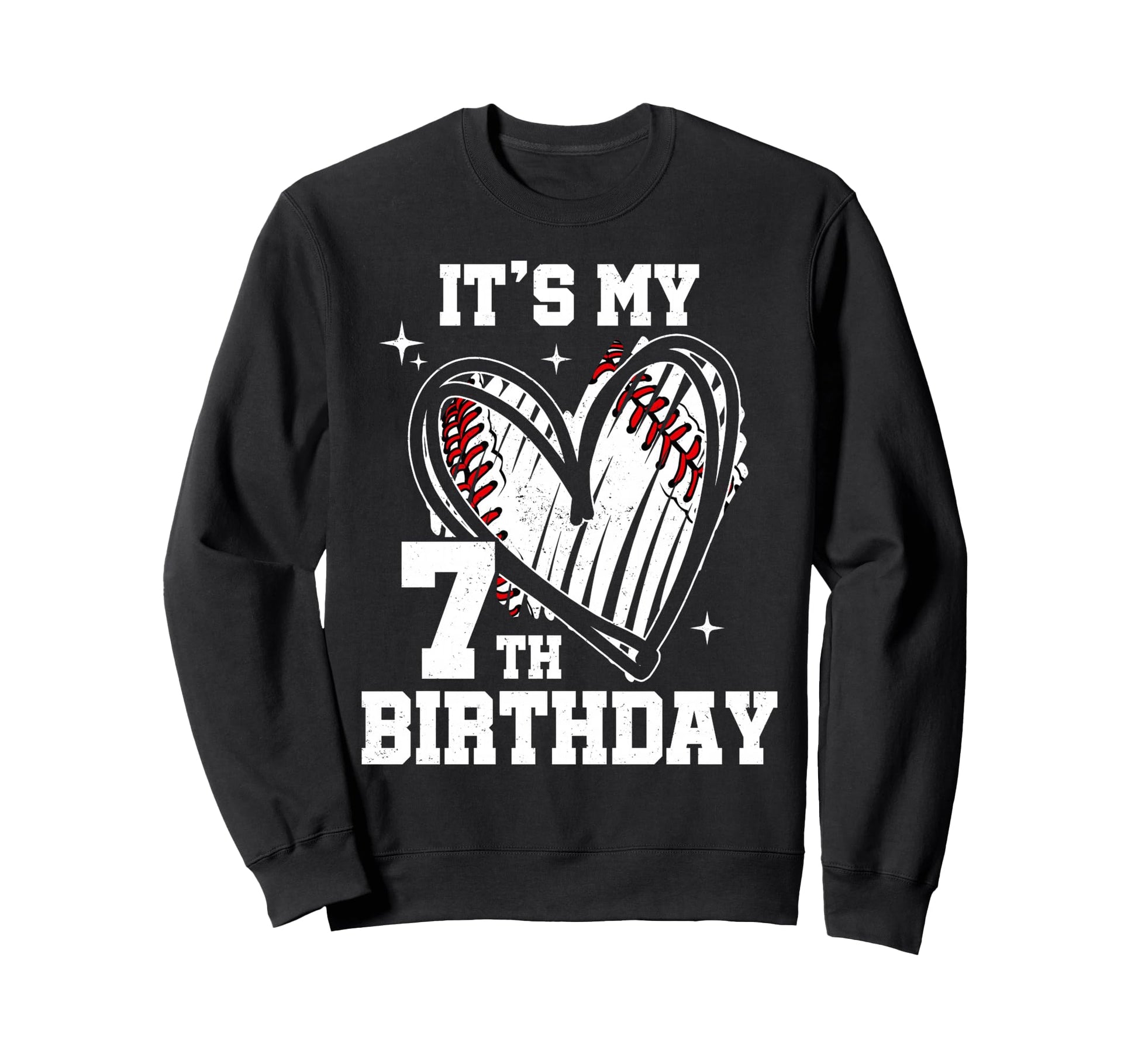 Its My 7Th Birthday Baseball Heart 7 Sweatshirt - Graphic Print Men Women - T-Shirt, Sweatshirt, Hoodie