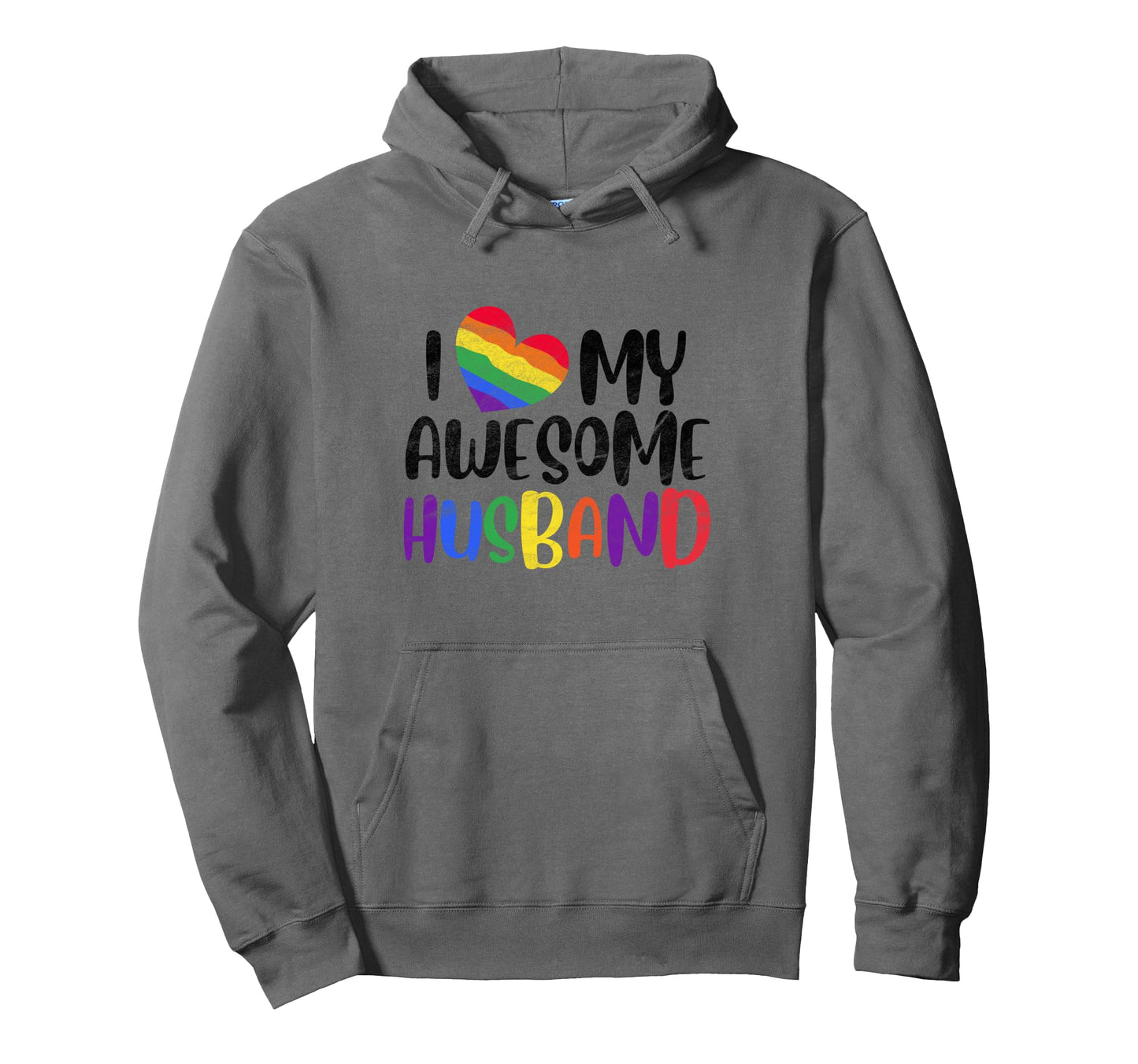 I Love My Awesome Husband Lgbtq Rainbow Hoodie - Trendy Graphic for Adults - T-Shirt, Sweatshirt, Hoodie