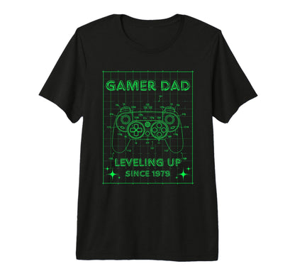 Gamer Dad Leveling Up Since 1979 T-Shirt - Aesthetic Graphic Men Women - T-Shirt, Sweatshirt, Hoodie
