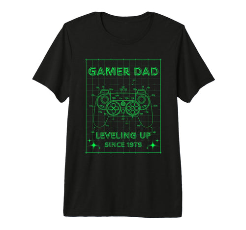 Gamer Dad Leveling Up Since 1979 T-Shirt - Aesthetic Graphic Men Women - T-Shirt, Sweatshirt, Hoodie