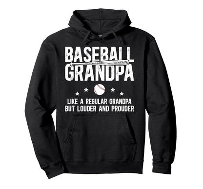 Baseball Grandpa Baseball Player Hoodie - Fun Novelty Design Men Women - T-Shirt, Sweatshirt, Hoodie