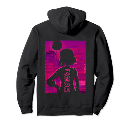 Antisocial Vaporwave Anime Hoodie - Custom Art Print for Adults - T-Shirt, Sweatshirt, Hoodie