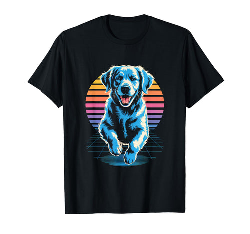 Synthwave Golden Retriever Sunset Aesthetic T-Shirt - Unique Graphic Unisex - T-Shirt, Sweatshirt, Hoodie