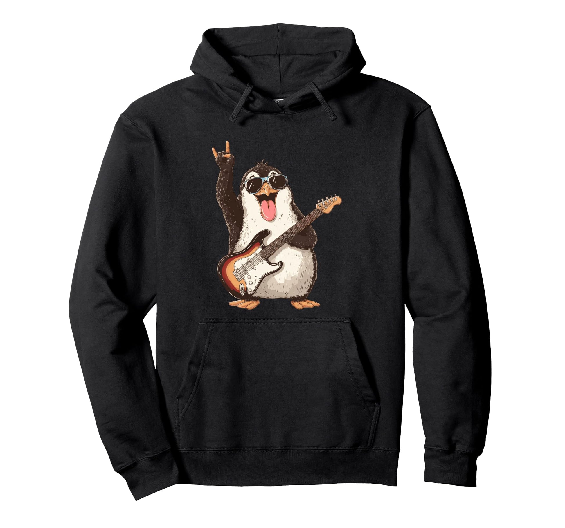 Rockstar Penguin Sunglasses Electric Hoodie - Unique Graphic for Adults - T-Shirt, Sweatshirt, Hoodie