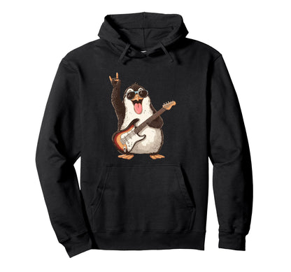 Rockstar Penguin Sunglasses Electric Hoodie - Unique Graphic for Adults - T-Shirt, Sweatshirt, Hoodie