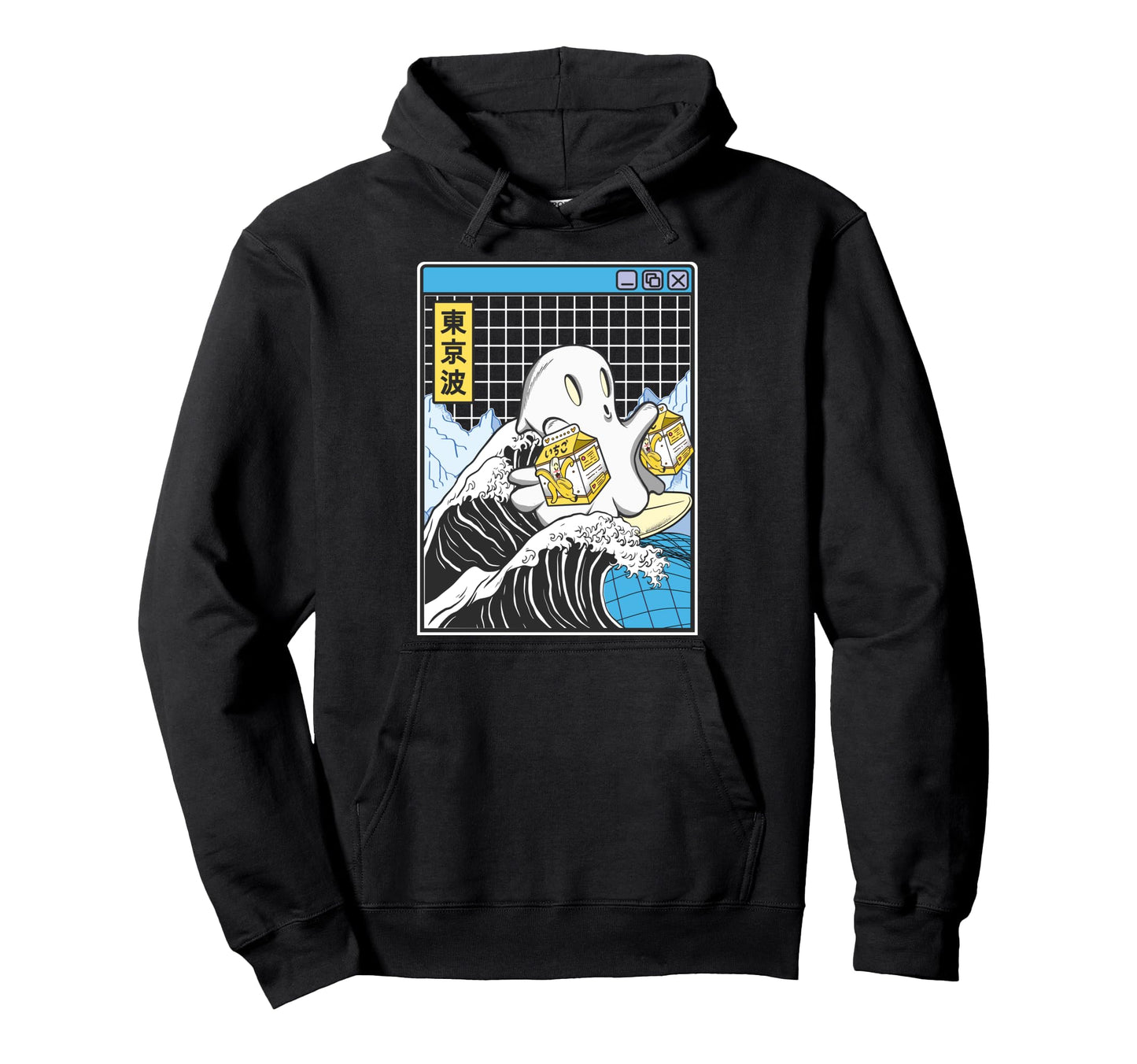 Surfing Ghost Banana Milk Cartons Wave Hoodie - Custom Art Print Men Women - T-Shirt, Sweatshirt, Hoodie