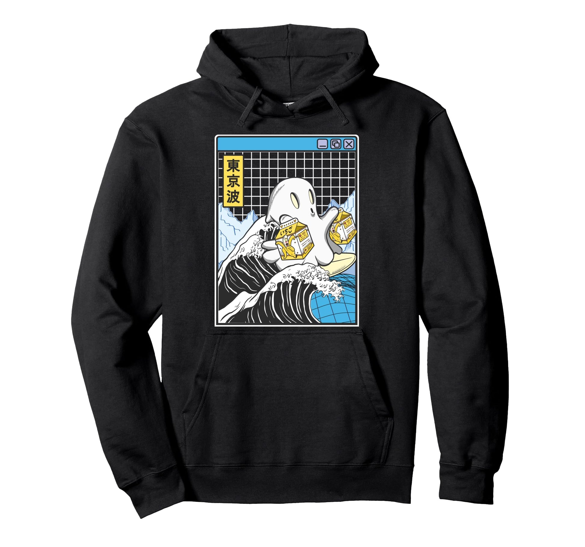 Surfing Ghost Banana Milk Cartons Wave Hoodie - Custom Art Print Men Women - T-Shirt, Sweatshirt, Hoodie